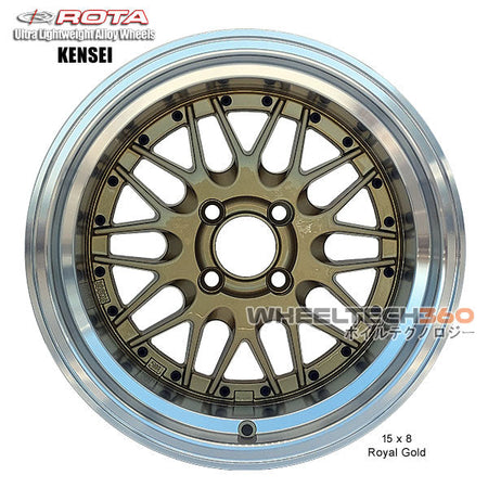 ROTA Wheel Kensei (15x8, 4x100+0mm, 67.1mm Hub) Royal Gold