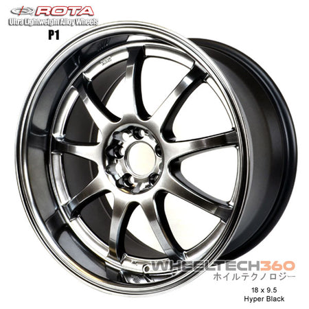 ROTA Wheel P1R (18x9.5, 5x100+38mm, 73mm Hub) Hyper Black