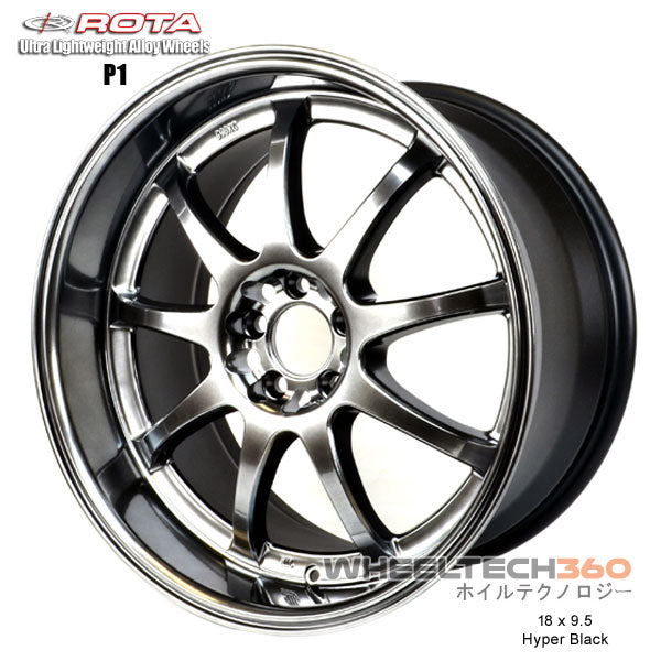 ROTA Wheel P1R (18x9.5, 5x114.3+30mm, 73mm Hub) Hyper Black