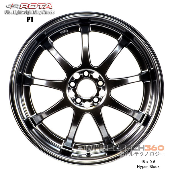 ROTA Wheel P1R (18x9.5, 5x100+38mm, 73mm Hub) Hyper Black