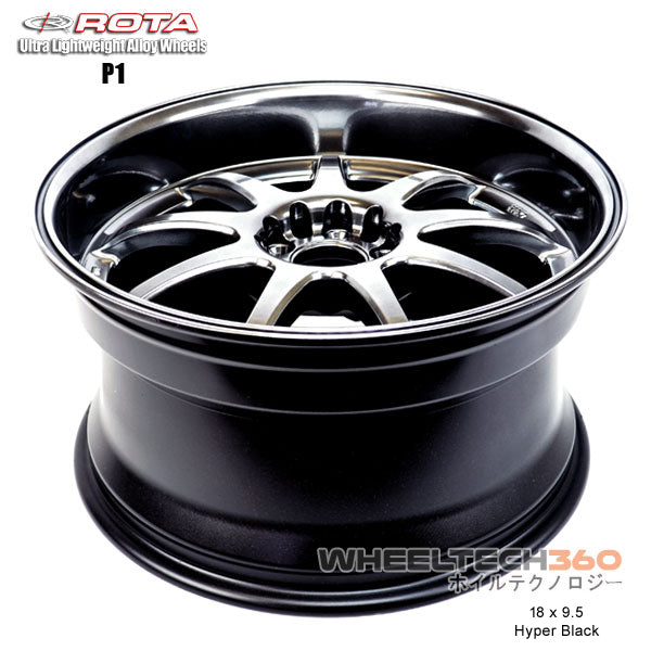 ROTA Wheel P1R (18x9.5, 5x100+38mm, 73mm Hub) Hyper Black