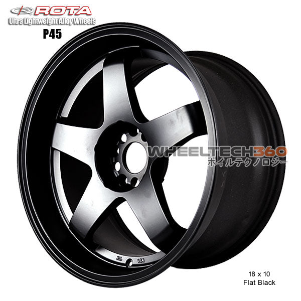 ROTA Wheel P45R2 (18x10, 5x114.3+20mm, 73mm Hub) Satin Black