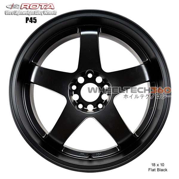 ROTA Wheel P45R2 (18x10, 5x114.3+20mm, 73mm Hub) Satin Black
