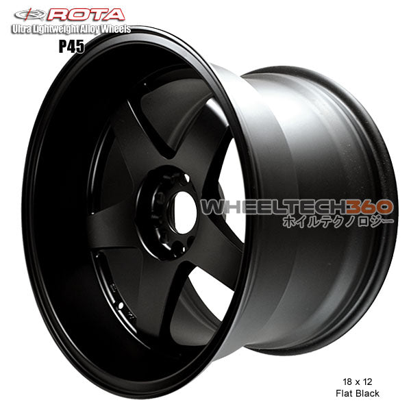 ROTA Wheel P45R3 (18x12, 5x114.3+20mm, 73mm Hub) Satin Black
