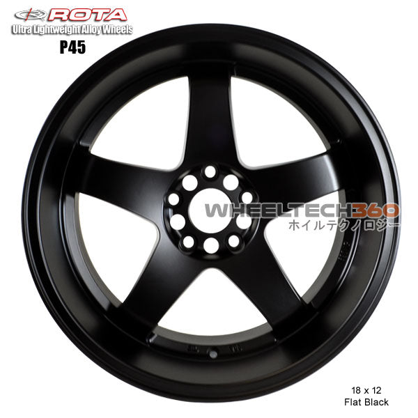 ROTA Wheel P45R3 (18x12, 5x114.3+20mm, 73mm Hub) Satin Black