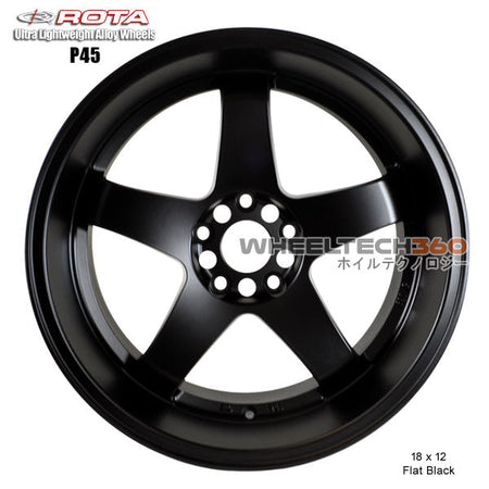 ROTA Wheel P45R3 (18x12, 5x114.3+20mm, 73mm Hub) Satin Black