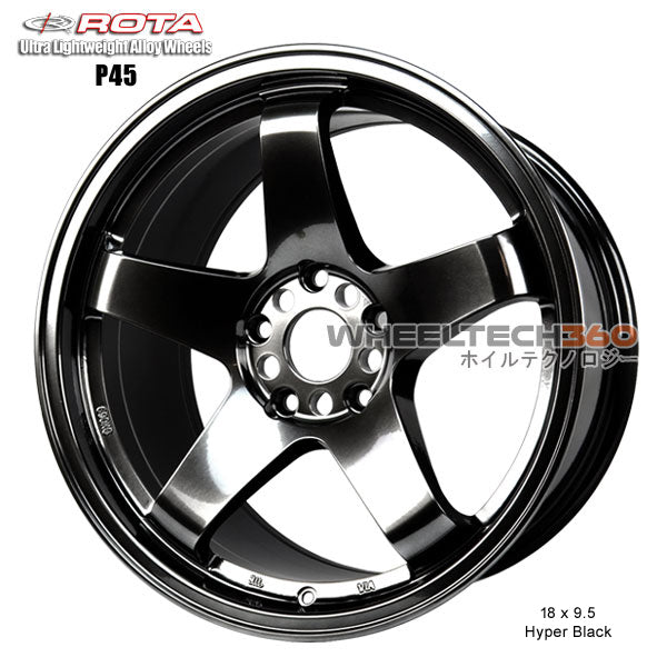 ROTA Wheel P45R (18x9.5, 5x114.3+30mm, 73mm Hub) Hyper Black