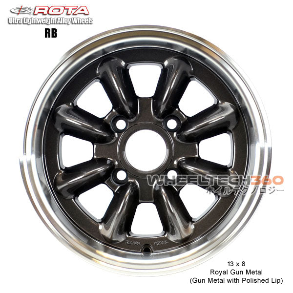 ROTA Wheel RB (13x8, 4x114.3+4mm, 73mm Hub, Ford Style Big Center Cap)