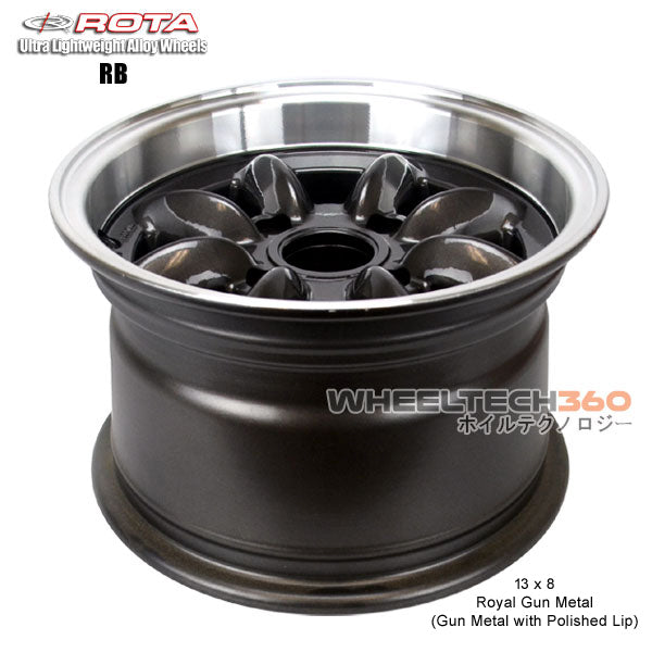 ROTA Wheel RB (13x8, 4x114.3+4mm, 73mm Hub, Ford Style Big Center Cap)