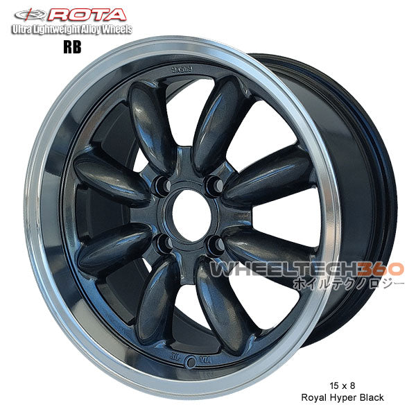 ROTA Wheel RB (15x8, 4x100+35mm, 67.1mm Hub) Royal Hyper Black