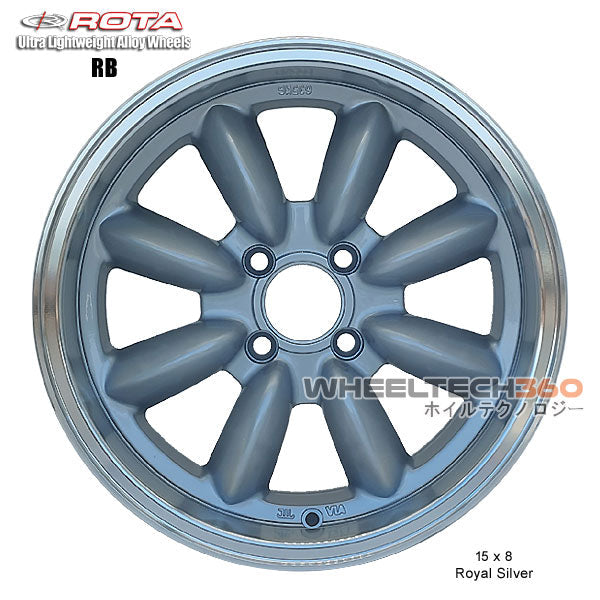 ROTA Wheel RB (15x8, 4x100+35mm, 67.1mm Hub) Royal Silver