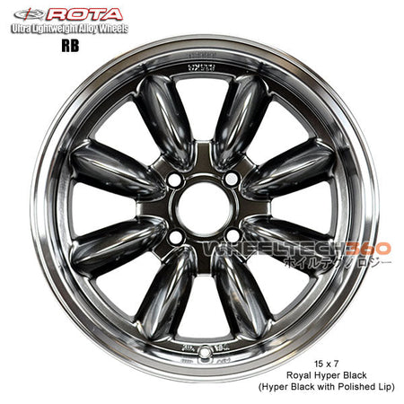 ROTA Wheel RB (15x7, 4x100+35mm, 67.1mm Hub) Royal Hyper Black