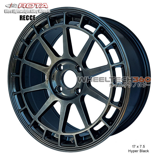 ROTA Wheel Recce (17x7.5, 4x108+40mm, 63.3mm Hub) Hyper Black