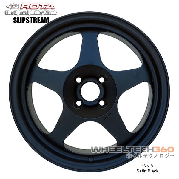 ROTA Wheel Slipstream (16x8, 4x100+20mm, 57.1mm Hub)  Satin Black