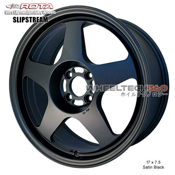 ROTA Wheel Slipstream (17x7.5, 4x100+45mm, 67.1mm Hub) Satin Black