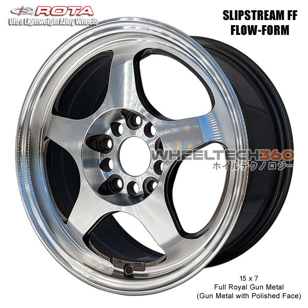 ROTA Wheel Slipstream Flow-Form (15x7, 5x114.3+40mm, 73mm Hub) Full Royal Gun Metal