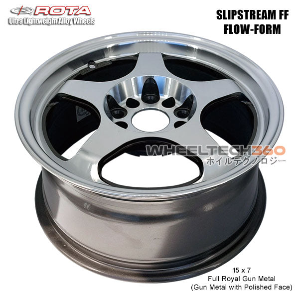 ROTA Wheel Slipstream Flow-Form (15x7, 5x114.3+40mm, 73mm Hub) Full Royal Gun Metal
