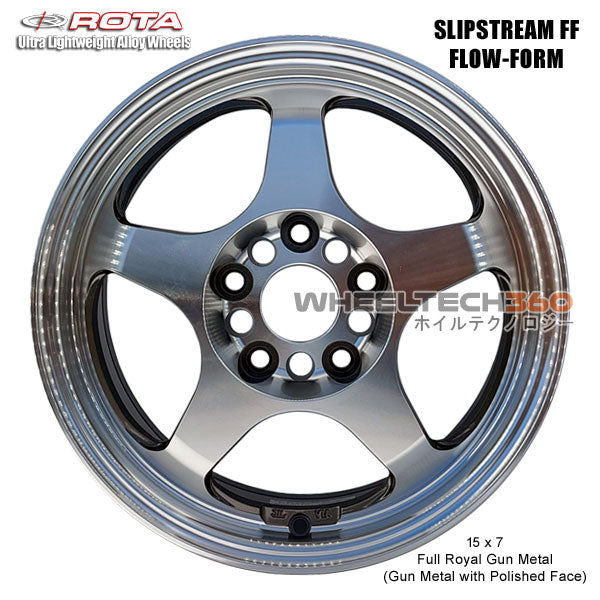 ROTA Wheel Slipstream Flow-Form (15x7, 5x114.3+40mm, 73mm Hub) Full Royal Gun Metal