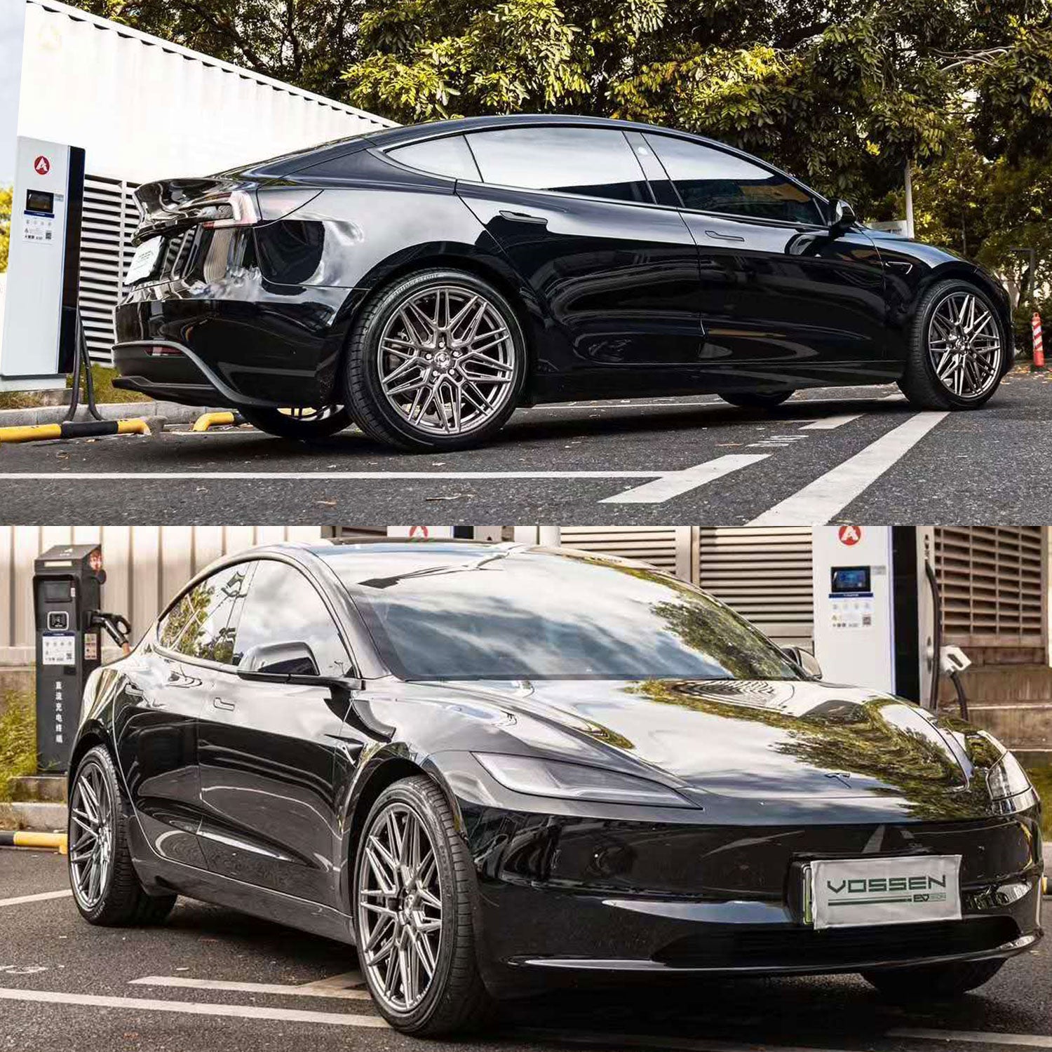 Vossen Wheels HF-7 Hyper Black Hybrid Forged Series for Tesla Model-3 (Staggered 20x9/20x10