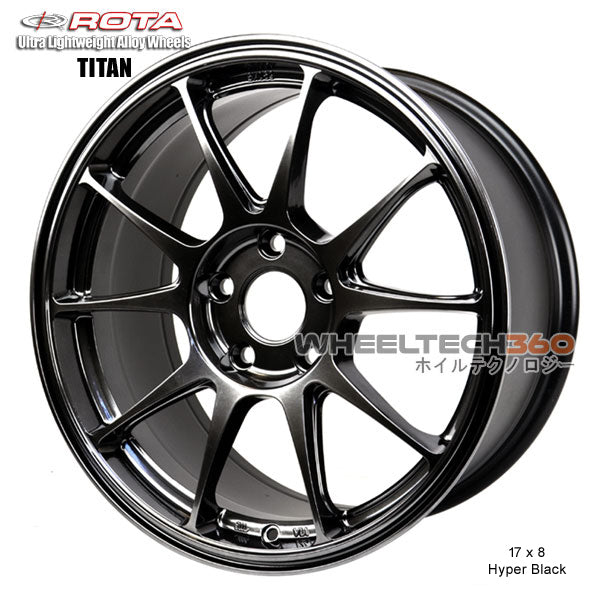 ROTA Wheel Titan (17x8, 5x114+45mm, 73mm Hub) Hyper Black