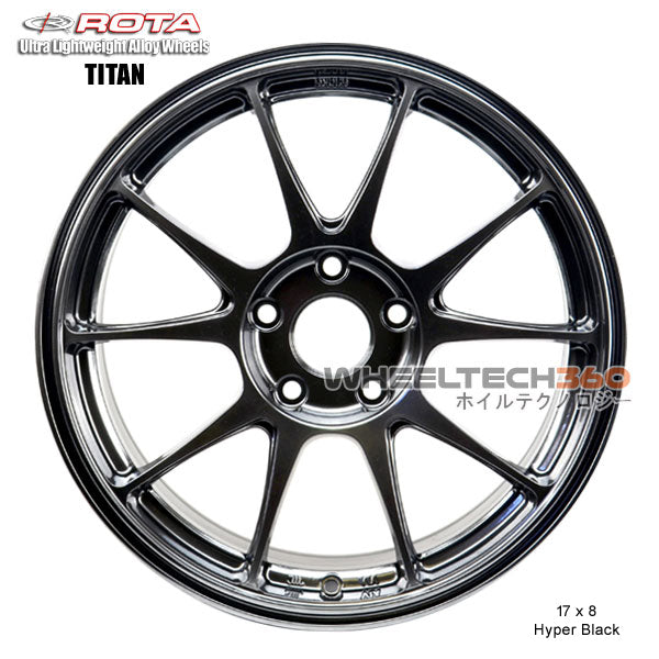 ROTA Wheel Titan (17x8, 5x114+45mm, 73mm Hub) Hyper Black