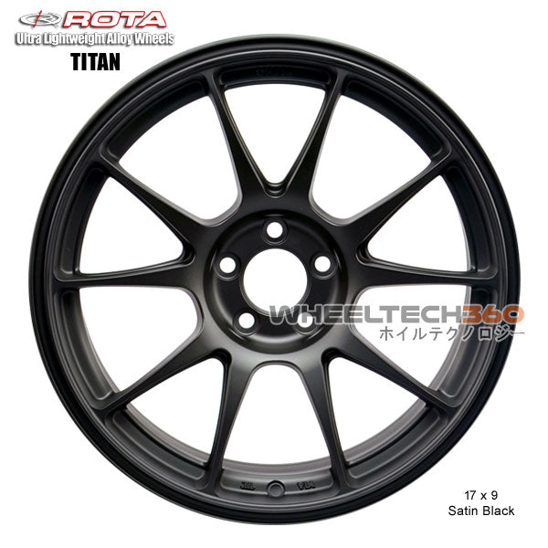 ROTA Wheel Titan (17x9, 5x114.3+42mm, 73mm Hub) Satin Black