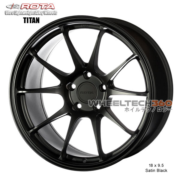 ROTA Wheel Titan (18x9.5, 5x100+38mm, 73mm Hub) Satin Black