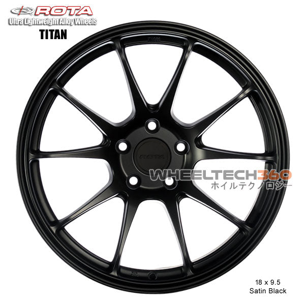ROTA Wheel Titan (18x9.5, 5x100+38mm, 73mm Hub) Satin Black
