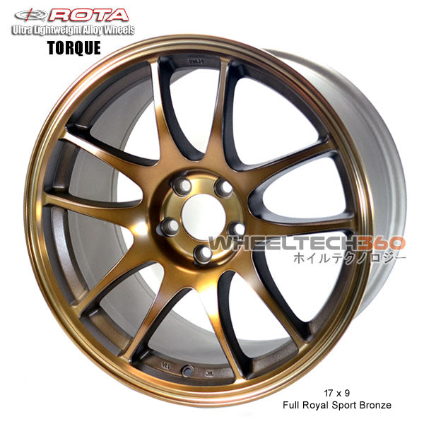 ROTA Wheel Torque (17x9, 5x100+30mm, 73mm Hub) Full Royal Sport Bronze