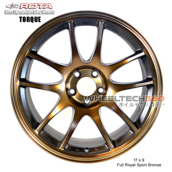 ROTA Wheel Torque (17x9, 5x100+30mm, 73mm Hub) Full Royal Sport Bronze