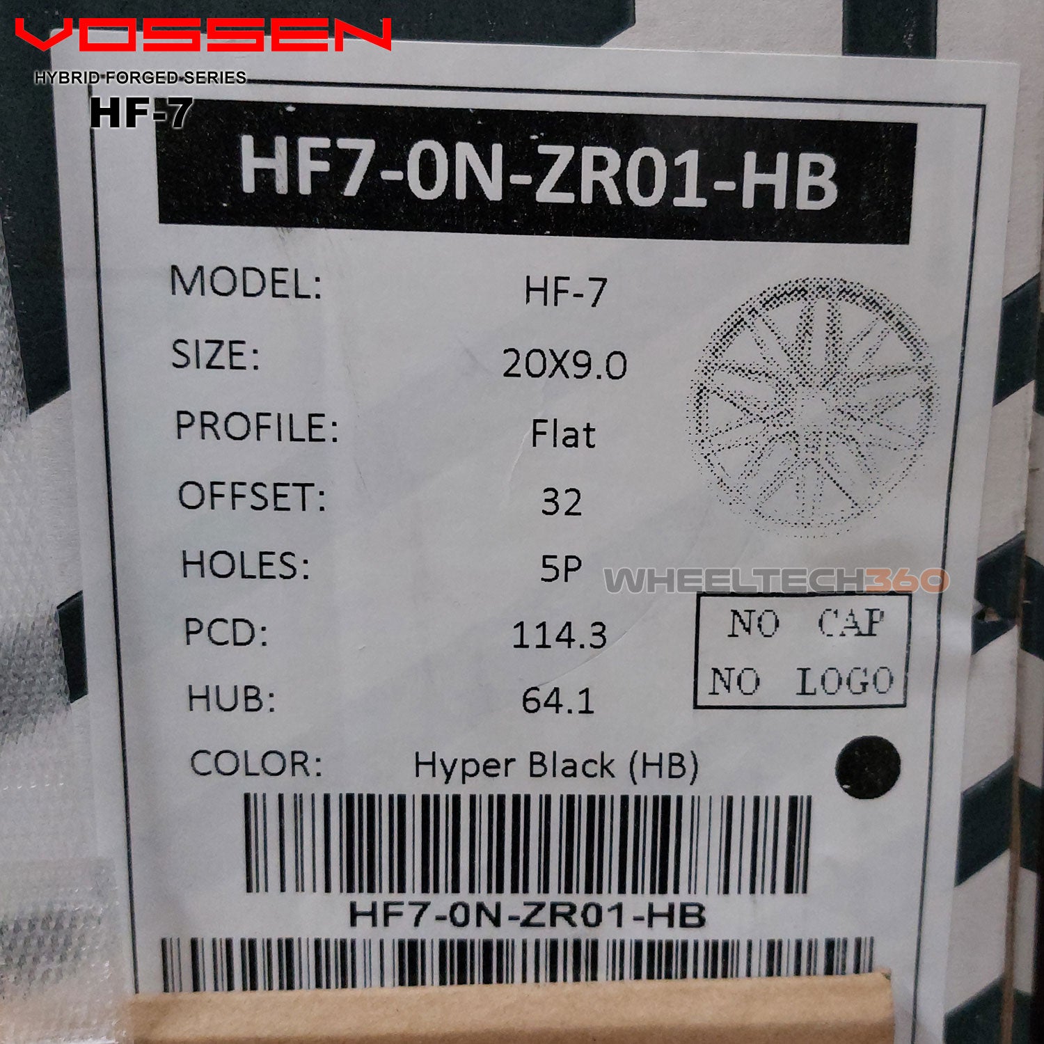 Vossen Wheels Hybrid Forged Series HF-7 (20x9, 5x114.3+32mmm 64.1mm) Hyper Black