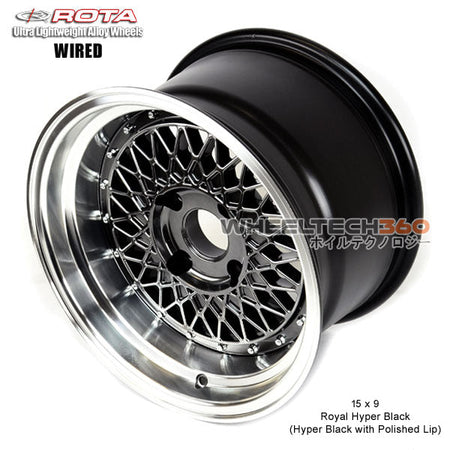 ROTA Wheel Wired (15x9, 4x114.3-15mm, 73mm Hub) Royal Hyper Black