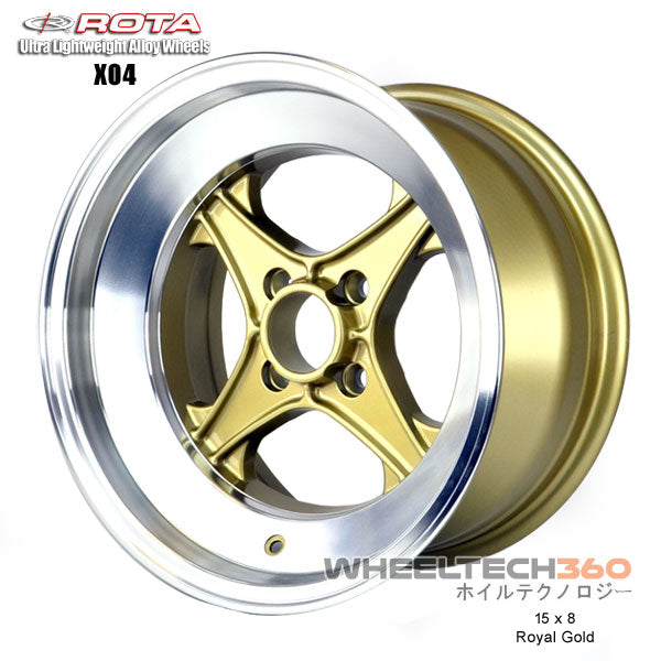 ROTA Wheel XO4 (15x8, 4x114.3-10mm, 73mm Hub) Royal Gold