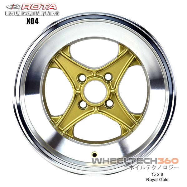 ROTA Wheel XO4 (15x8, 4x114.3-10mm, 73mm Hub) Royal Gold